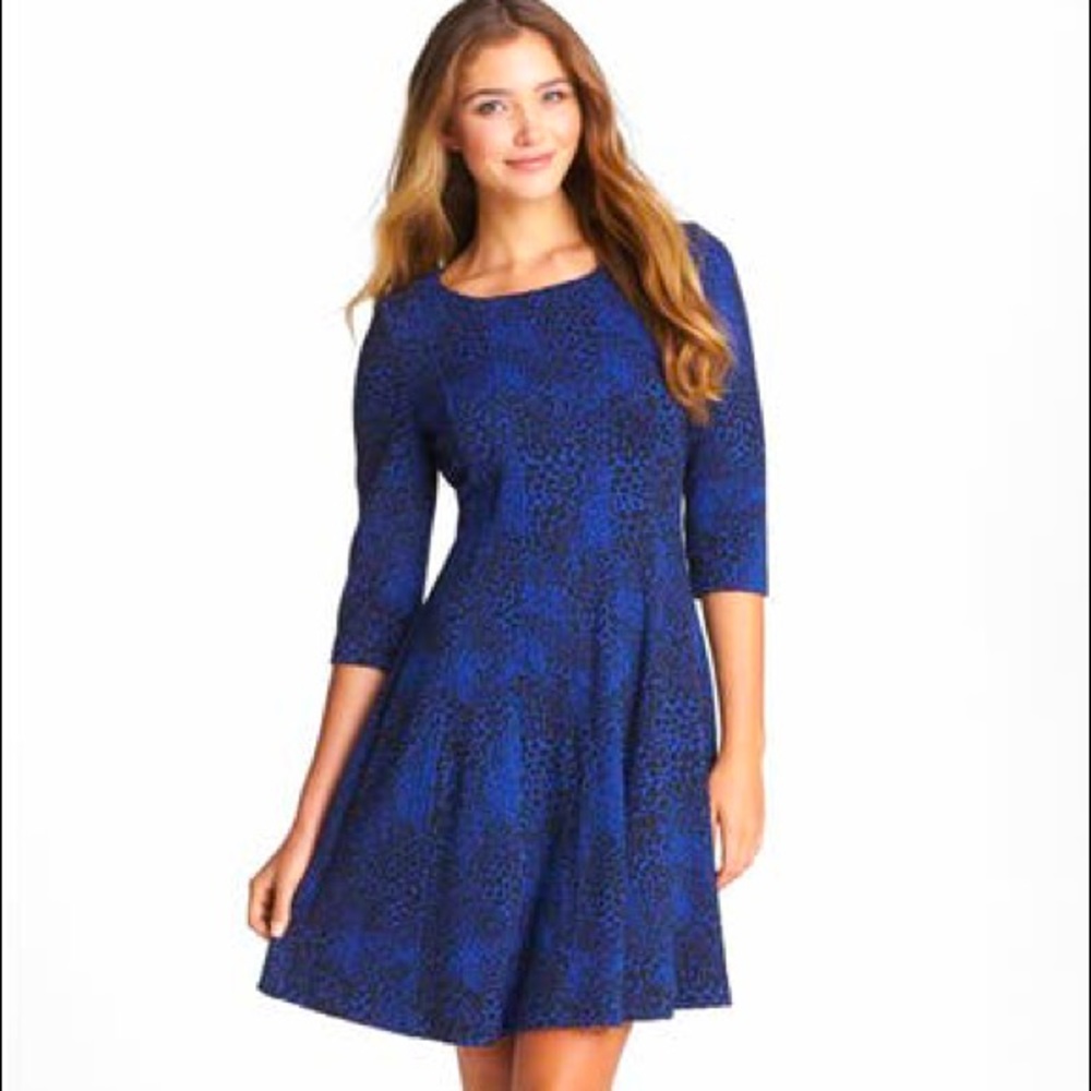 Jacquard Fit & Flare Cheetah Dress